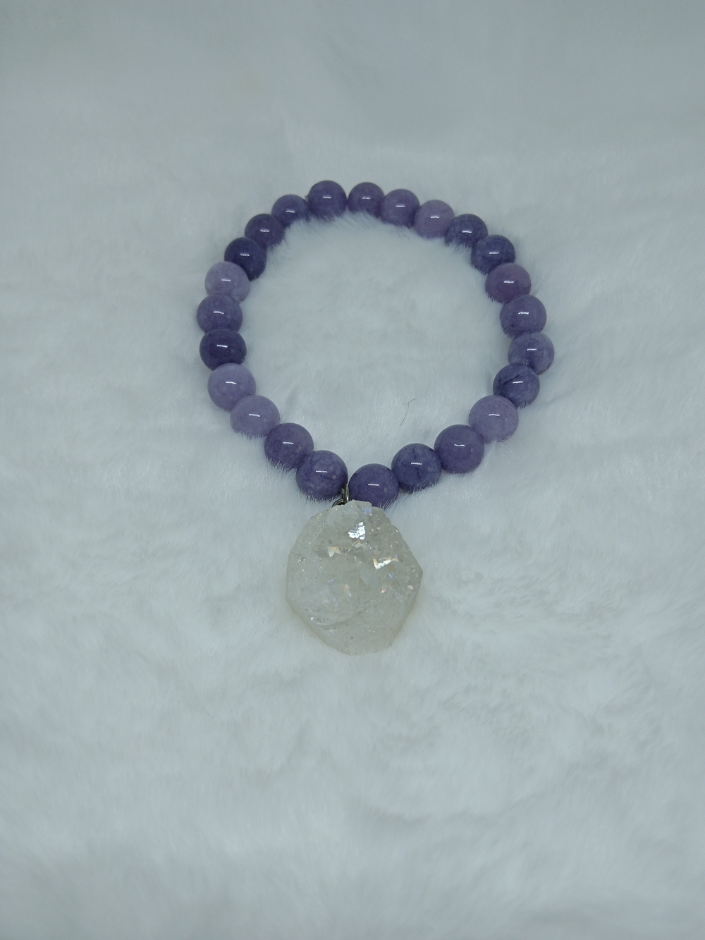 Designer quality! Lavender Beaded Bracelet with druzy